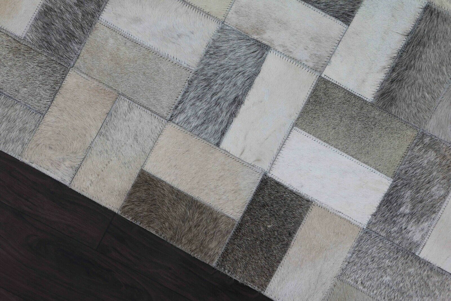 Real Cowhide Patchwork Rich Grey