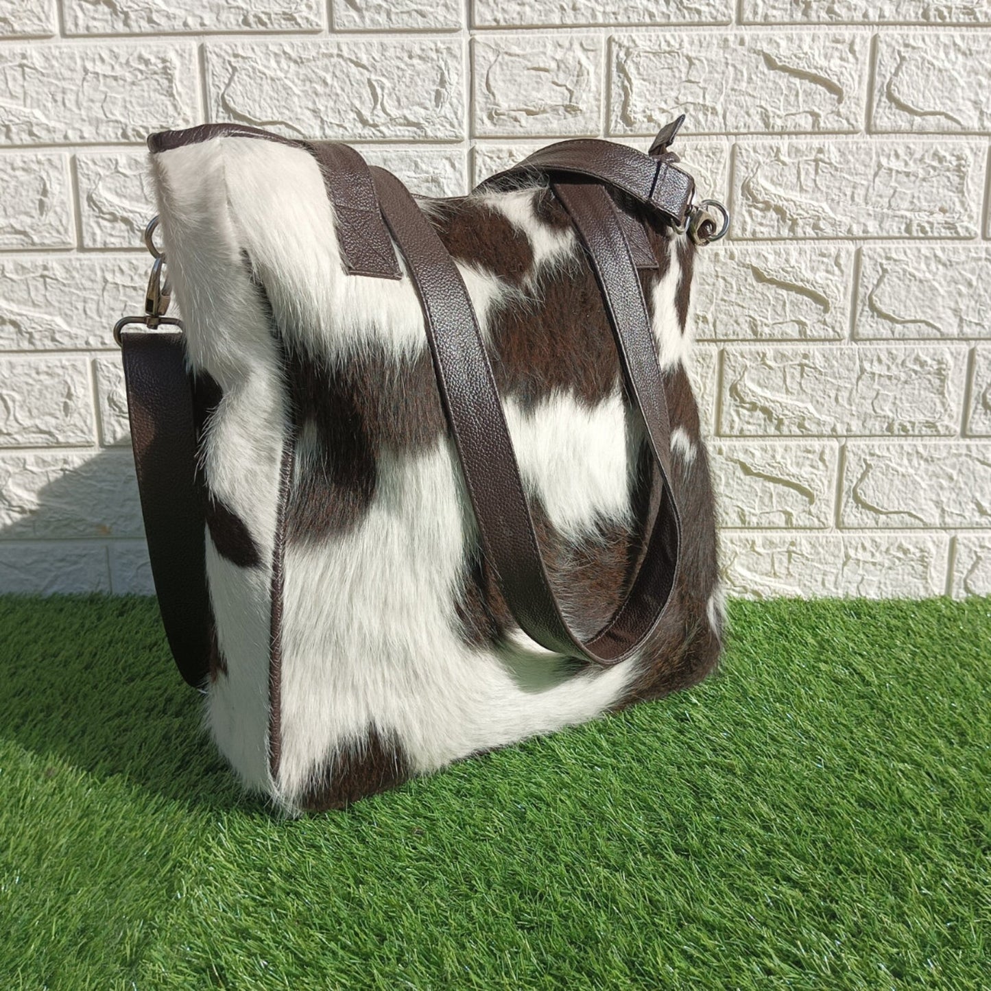 Cowhide Shoulder Bucket Purse