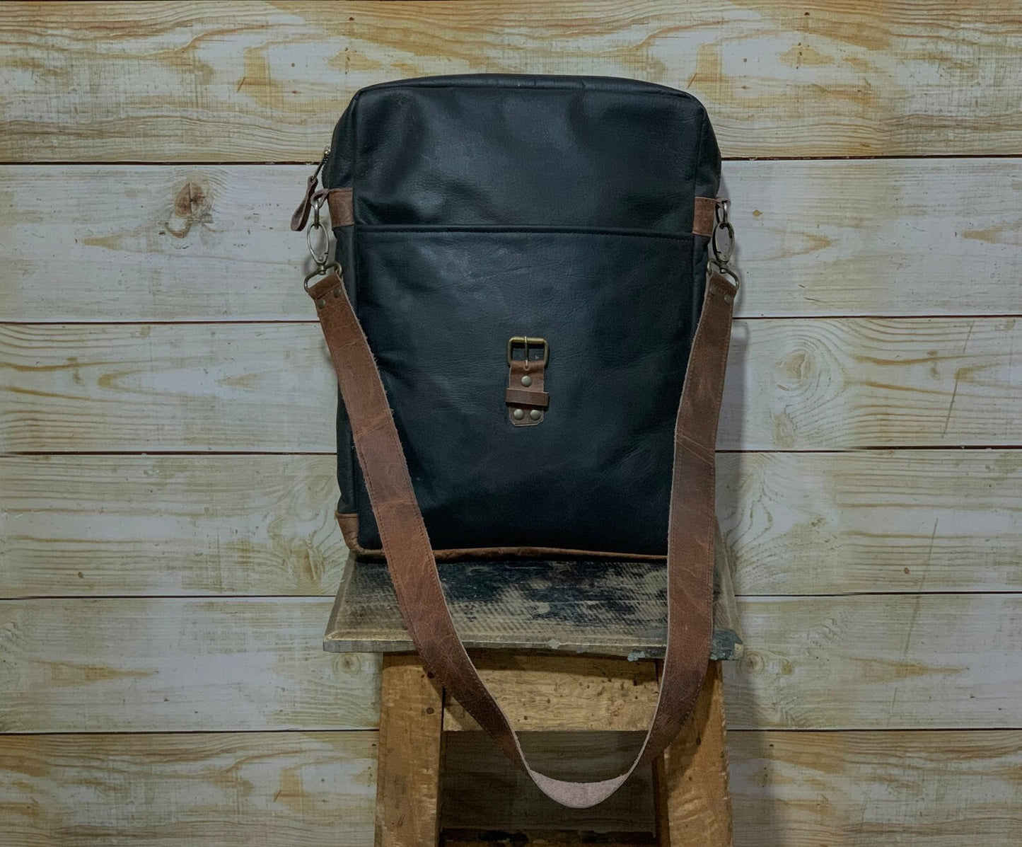 Real Waxed Leather Messenger Bag