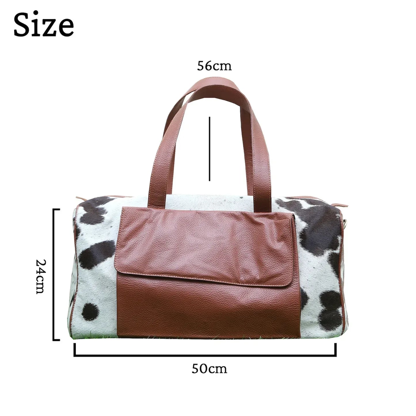 Cowhide Duffel Bag Brown White