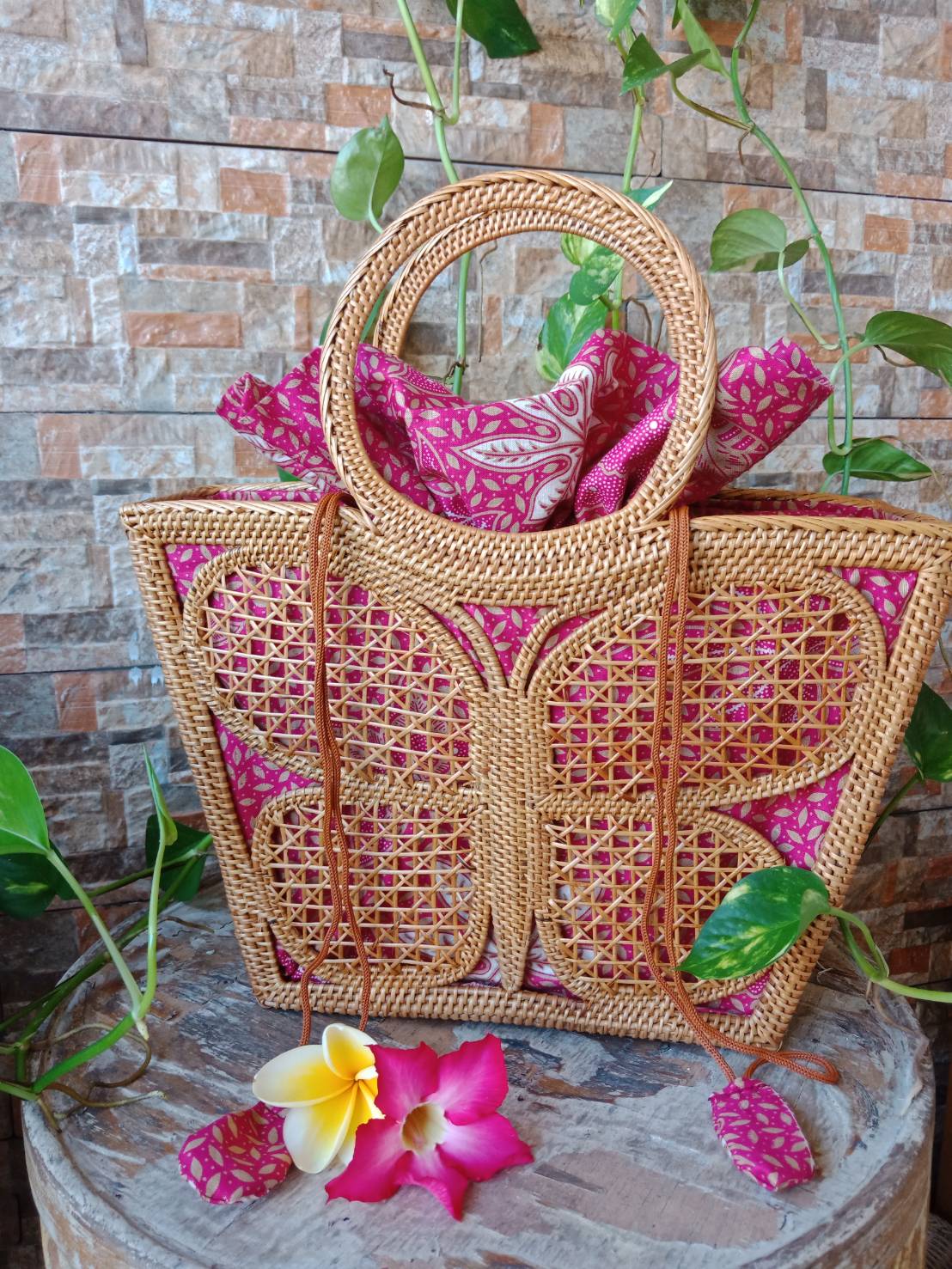 Natural Rattan Tote Bag