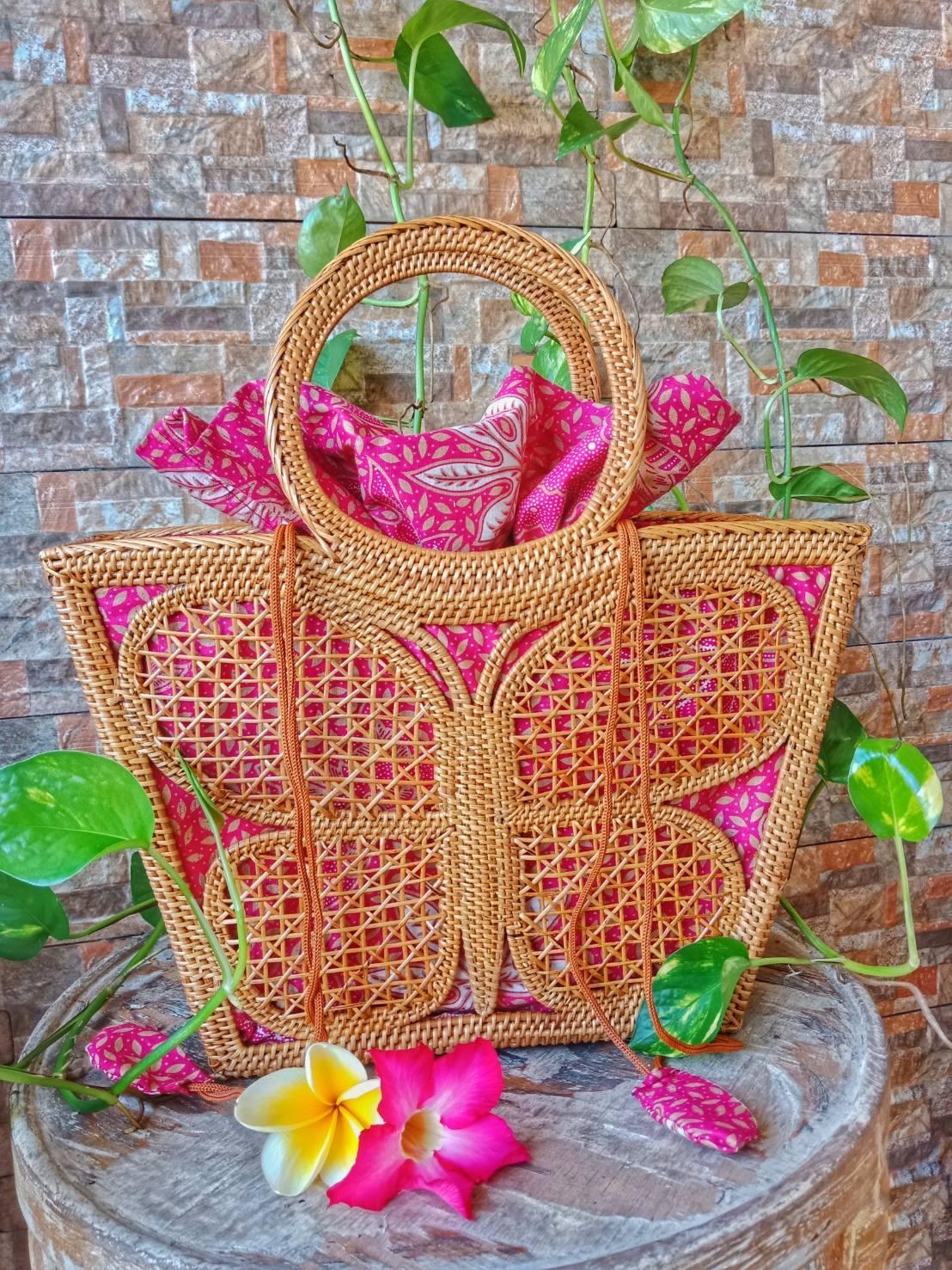Natural Rattan Tote Bag