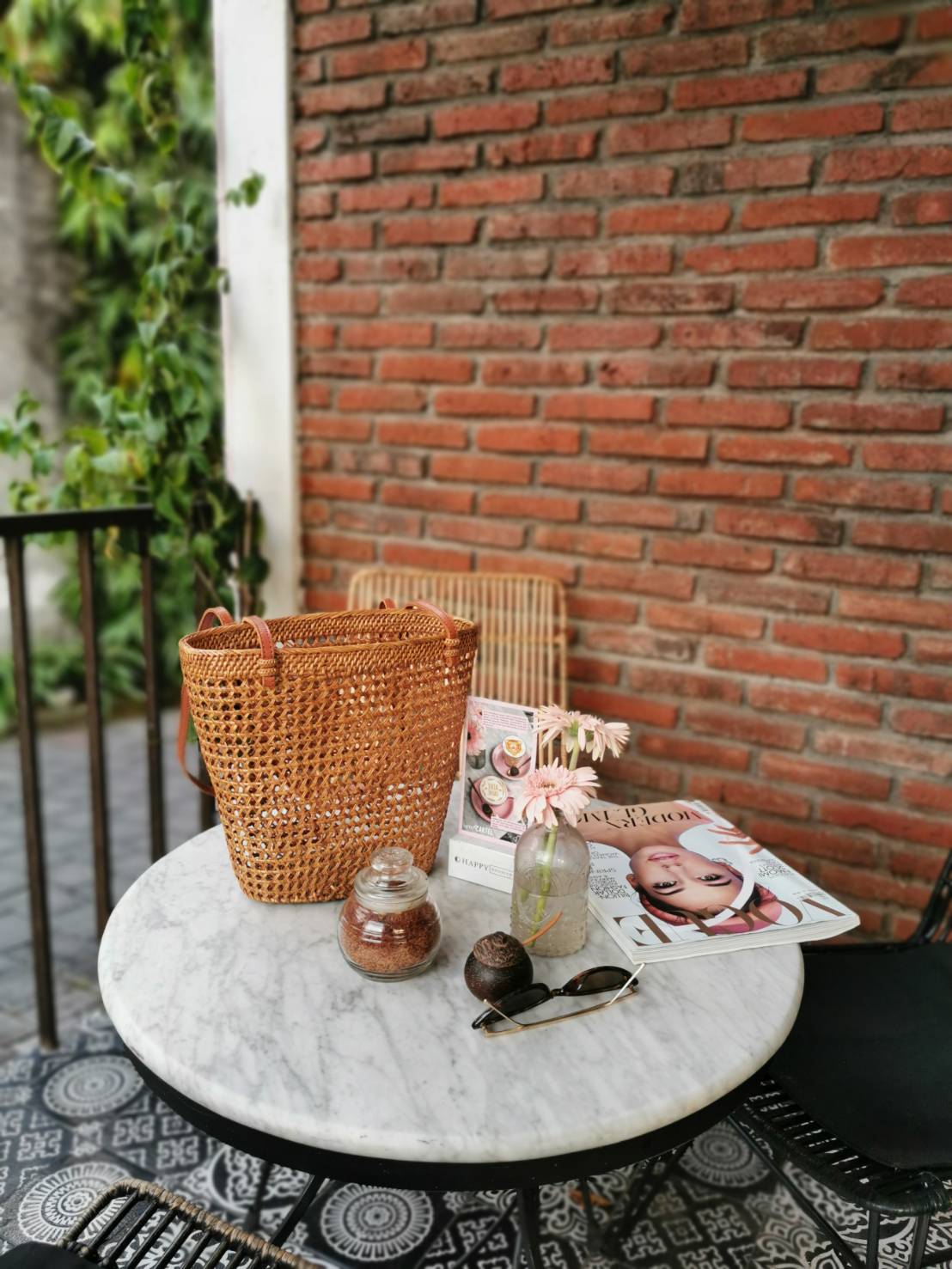 Handwoven rattan Basket Coastal Beach Style
