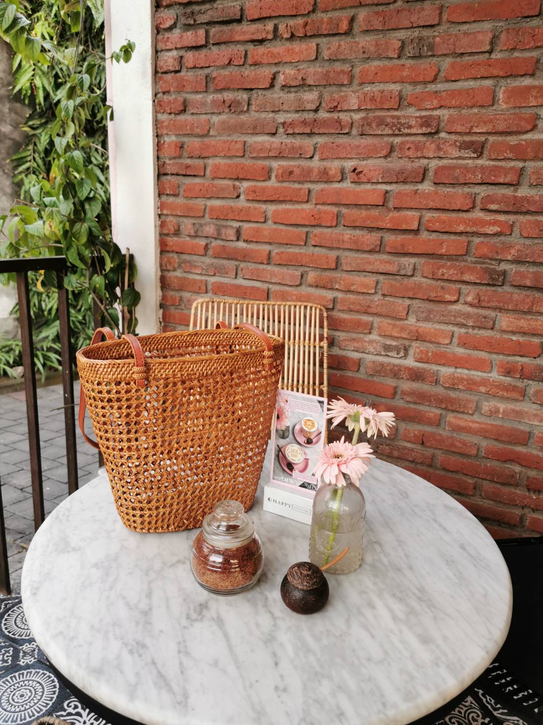 Handwoven rattan Basket Coastal Beach Style
