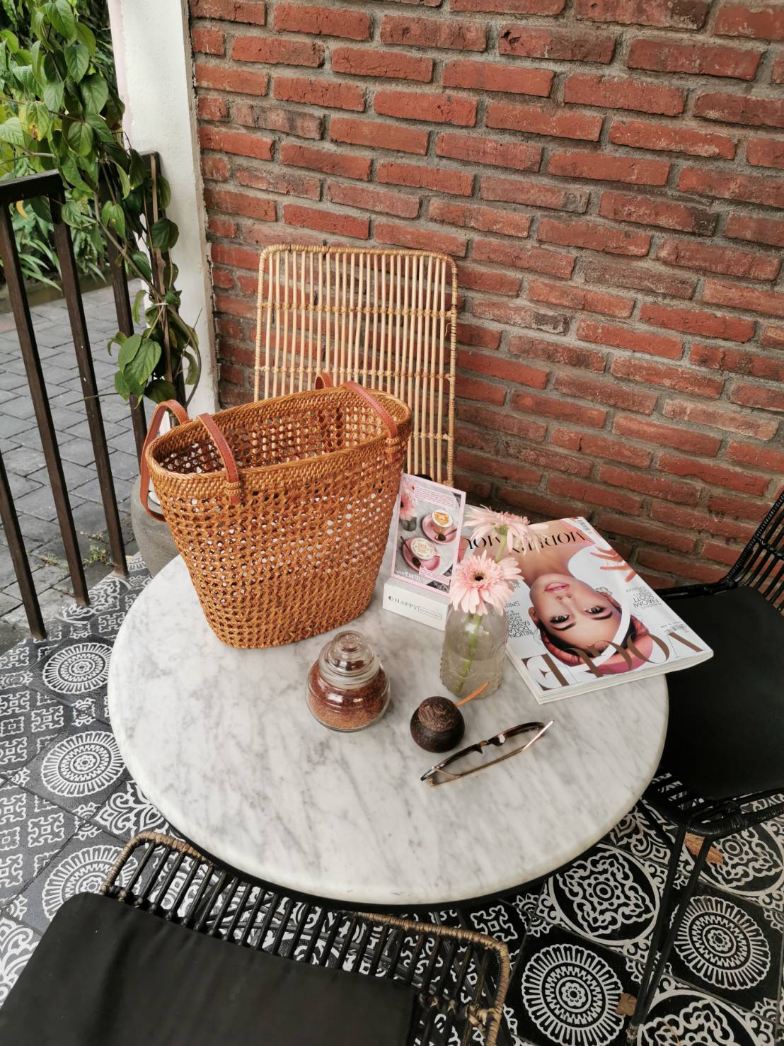 Handwoven rattan Basket Coastal Beach Style