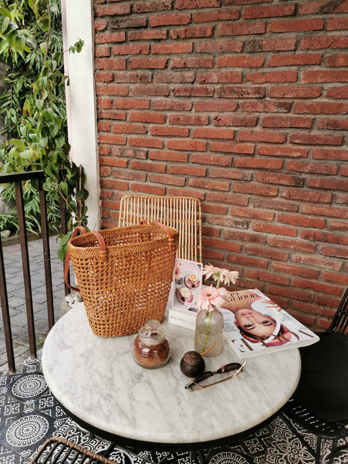 Handwoven rattan Basket Coastal Beach Style