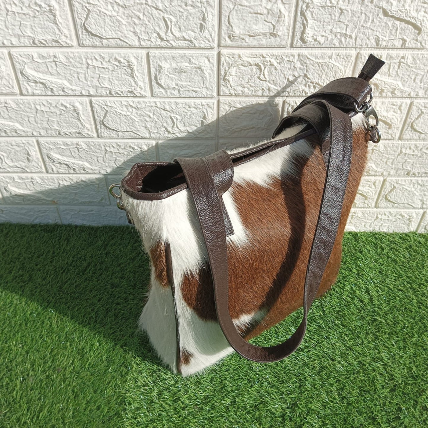 Cowhide Shoulder Bucket Purse