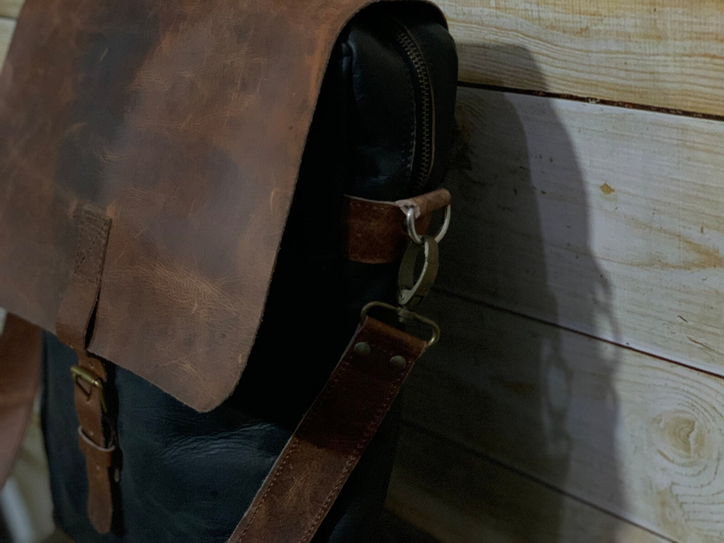 Real Waxed Leather Messenger Bag