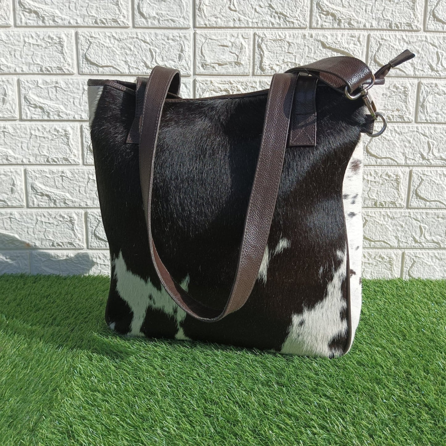 Cowhide Shoulder Bucket Purse