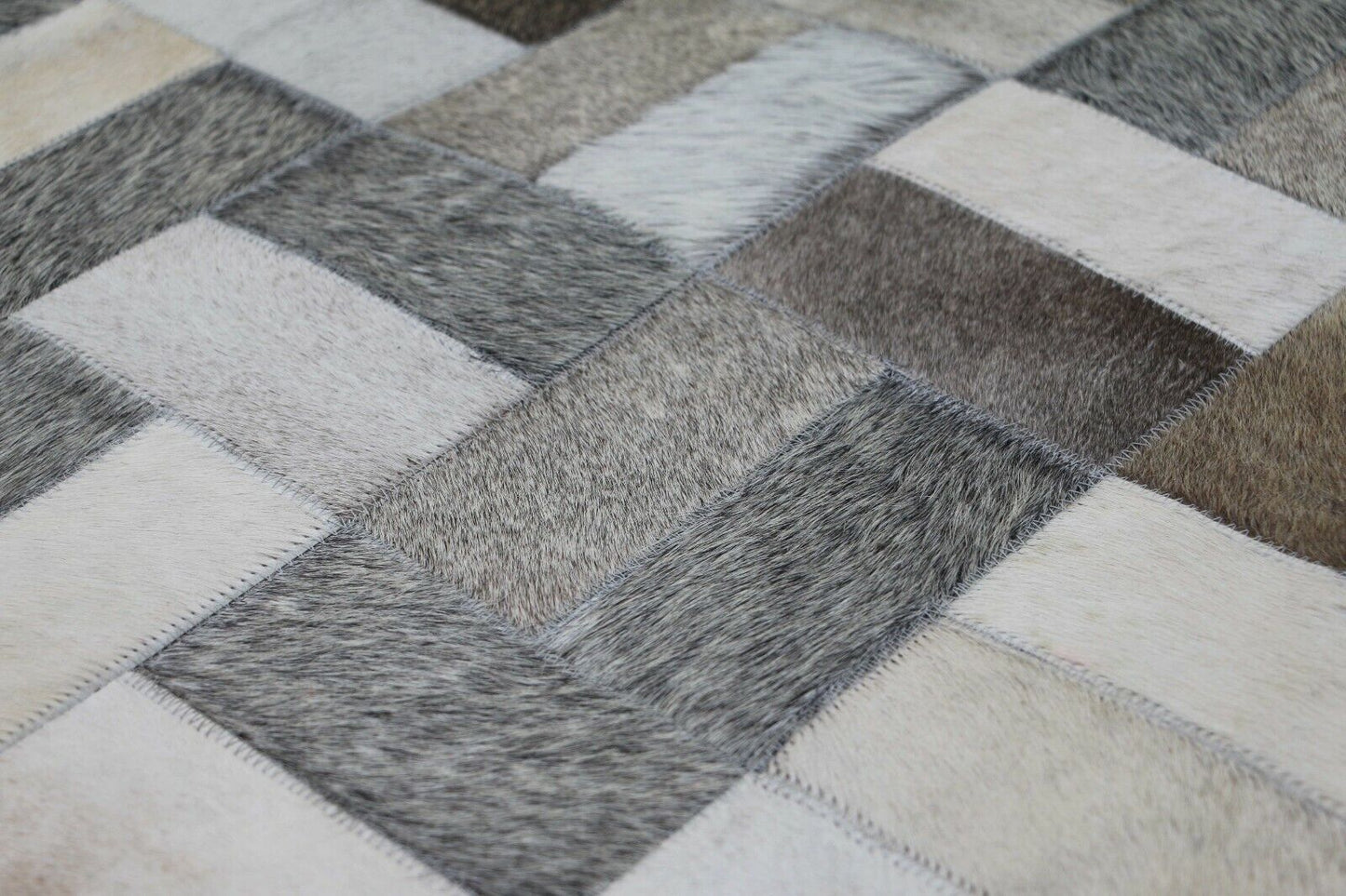Real Cowhide Patchwork Rich Grey