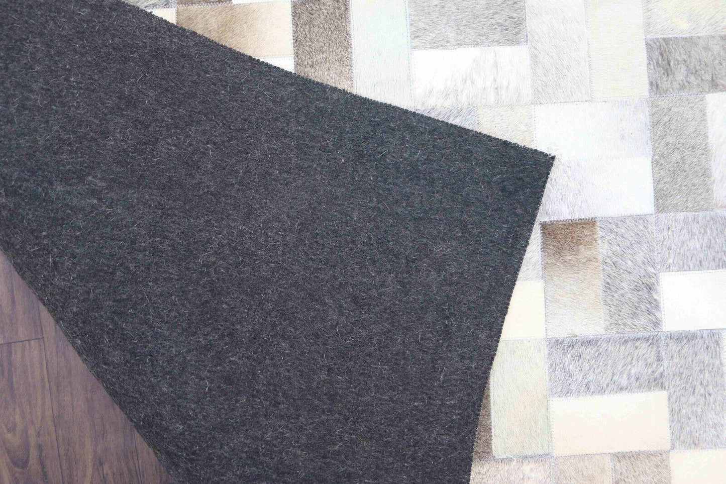 Real Cowhide Patchwork Rich Grey