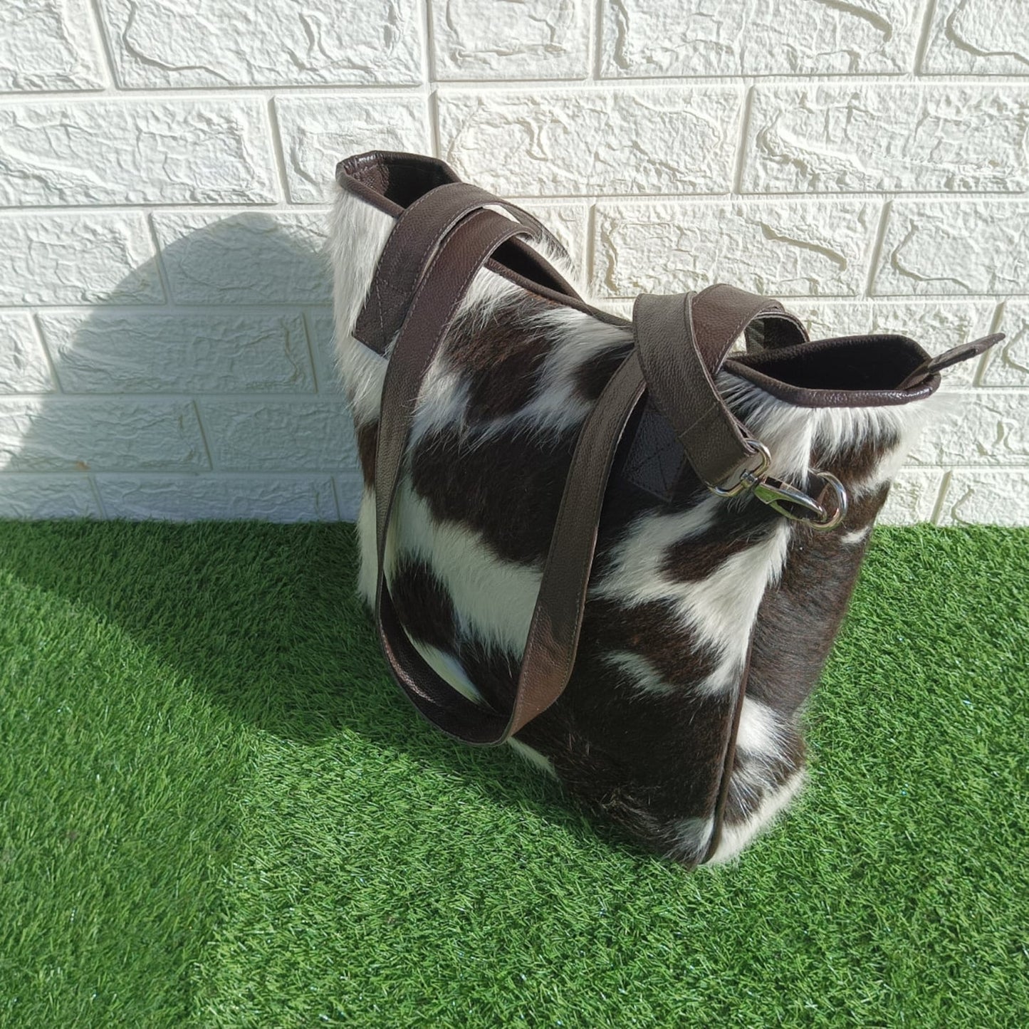 Cowhide Shoulder Bucket Purse