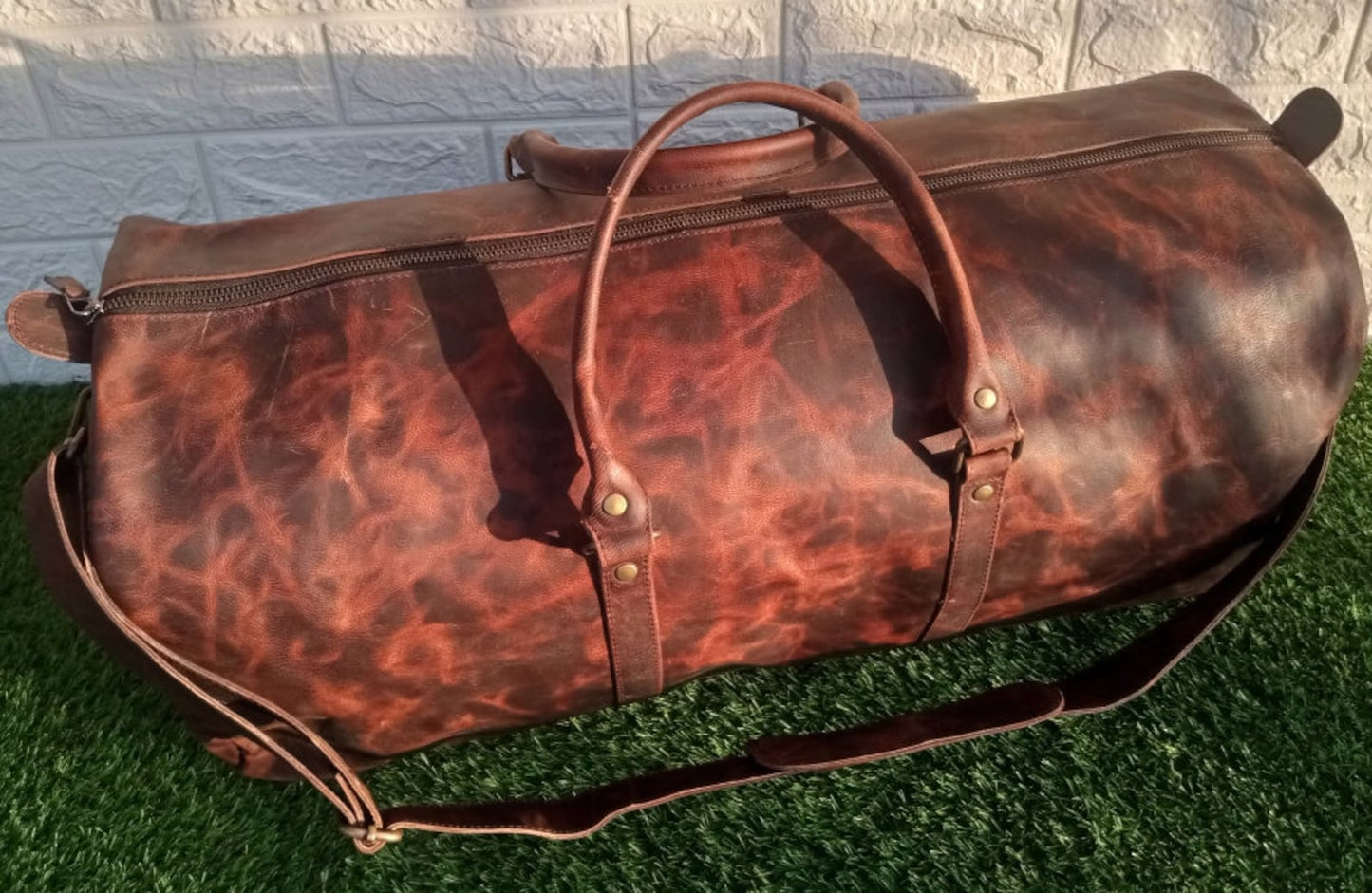 Genuine Leather Distressed Duffle Bag