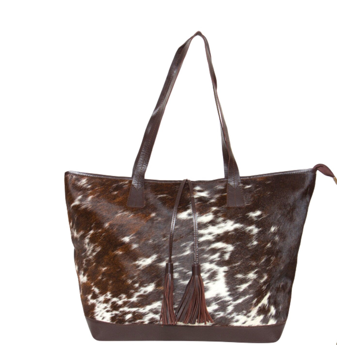 Natural Tricolor Cowhide Tote Bag