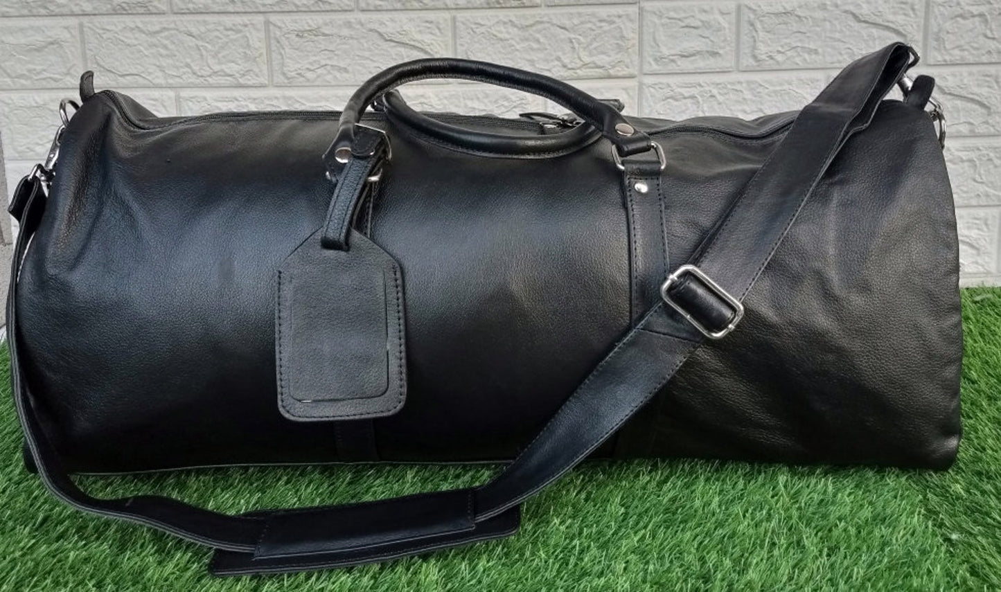 Exotic Black Leather Holdall Bag