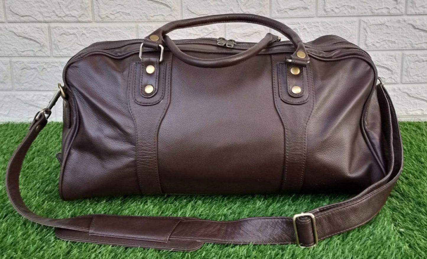 Brown Leather Holdall Duffel Bag