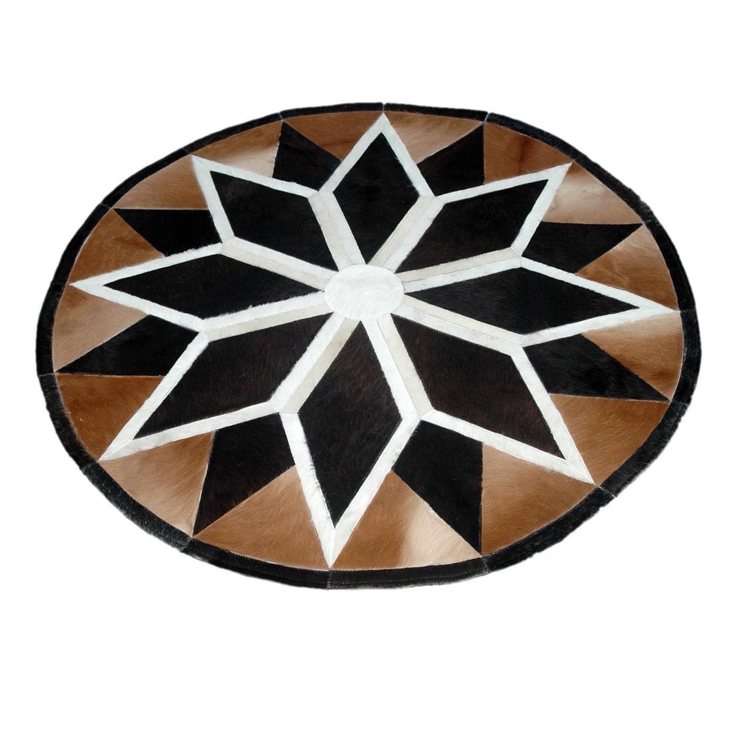 Bring luxury and contemporary style to your home with a genuine cowhide patchwork rug!