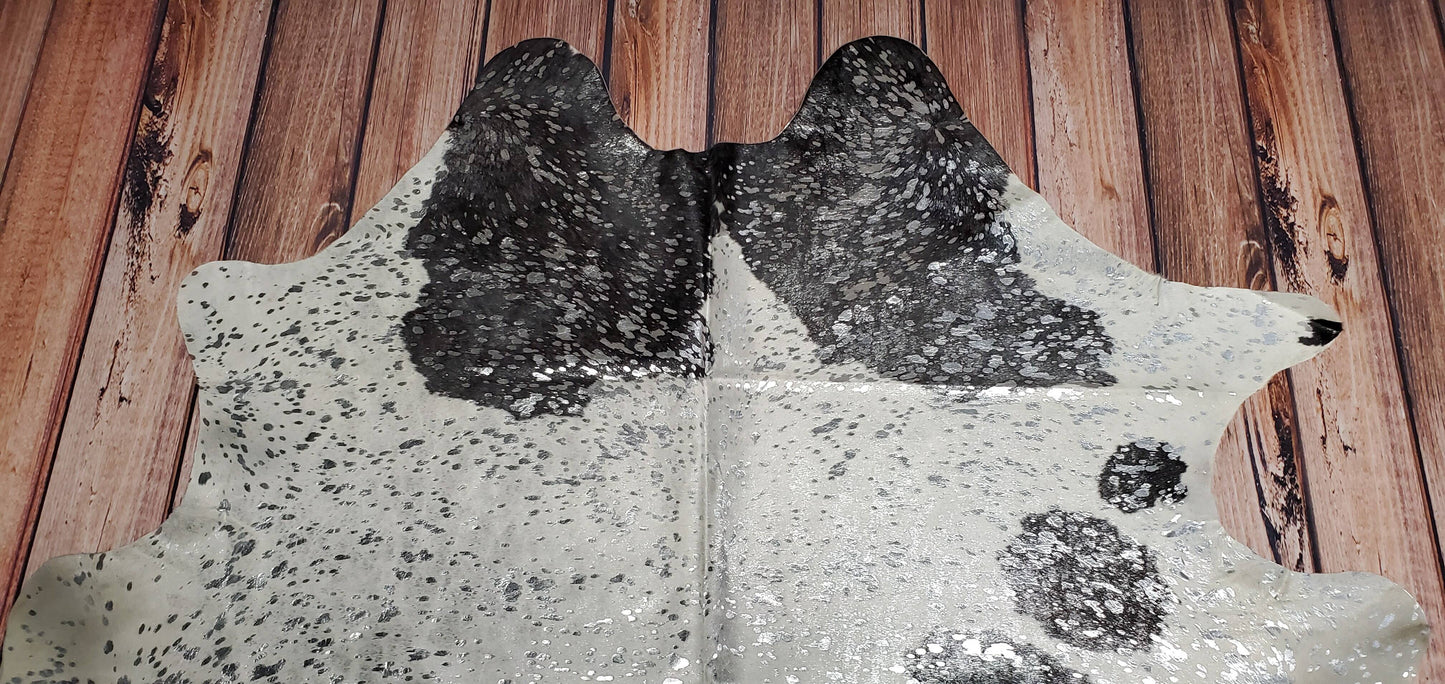 Metallic Silver Cowhide Rug Genuine Cow Skin