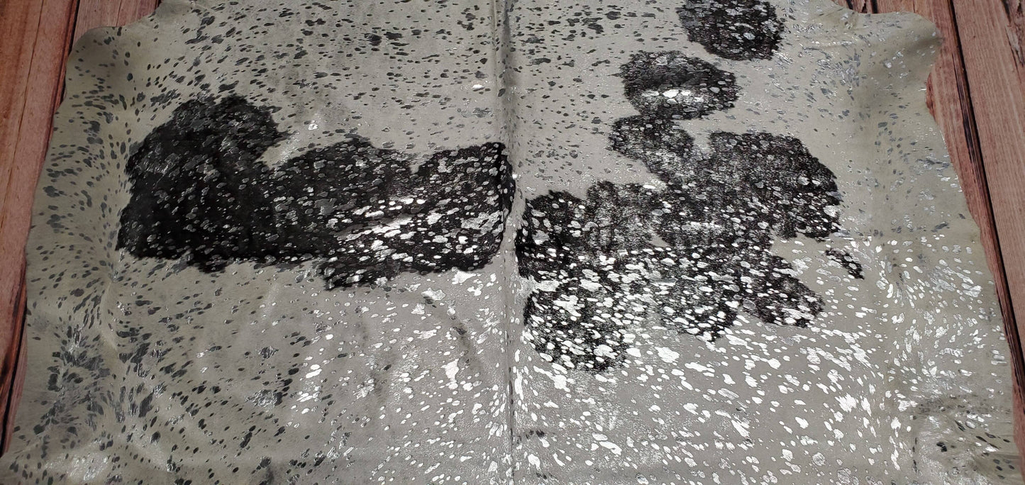 Metallic Silver Cowhide Rug Genuine Cow Skin