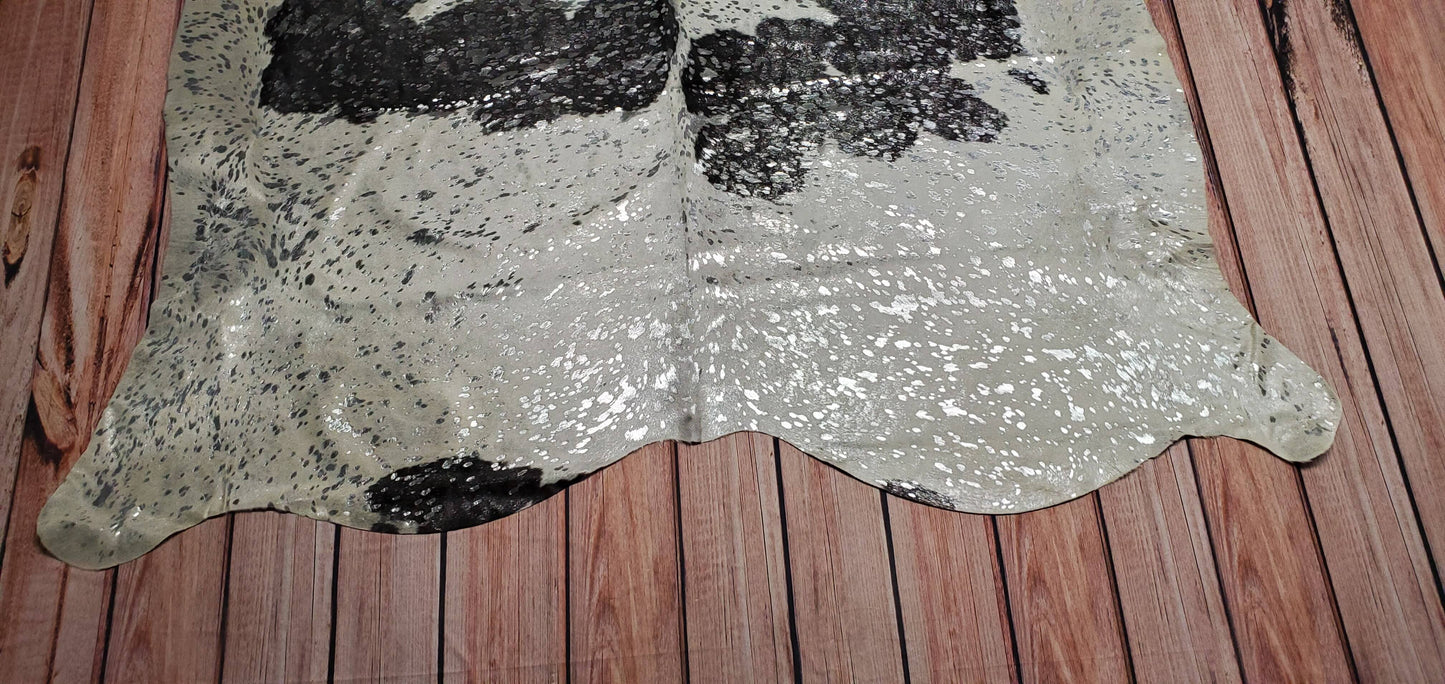 Metallic Silver Cowhide Rug Genuine Cow Skin