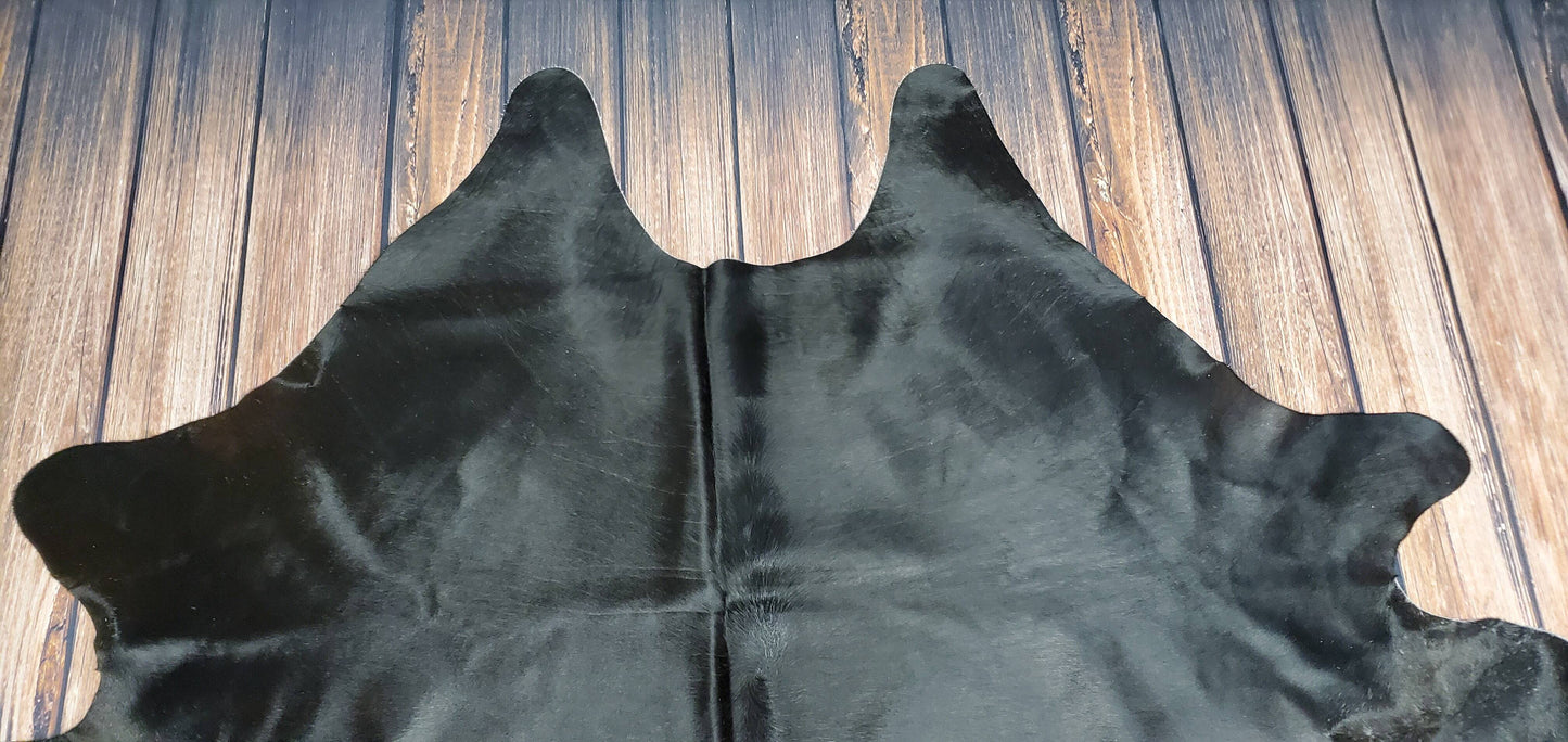 Black Cowhide Rug 84 X 77 Inches