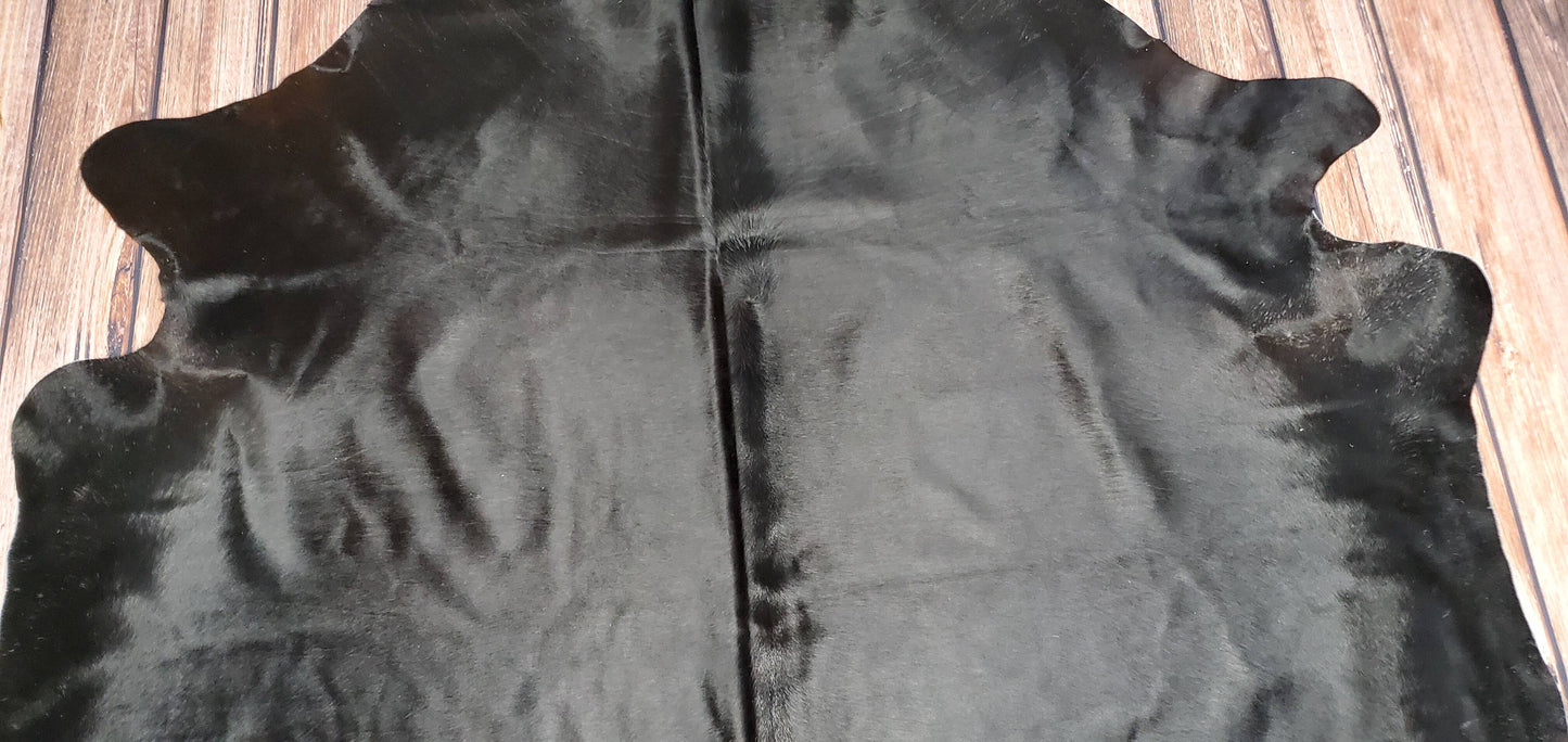 Black Cowhide Rug 84 X 77 Inches