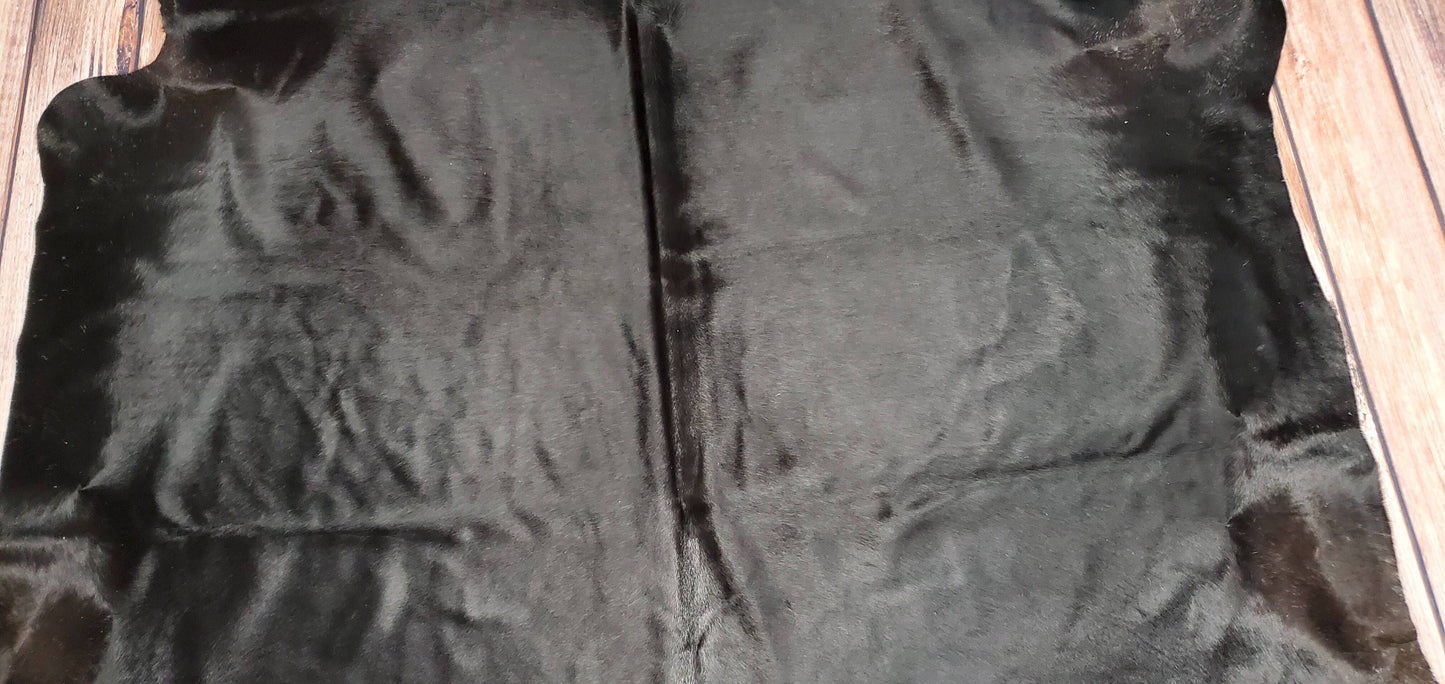Black Cowhide Rug 84 X 77 Inches