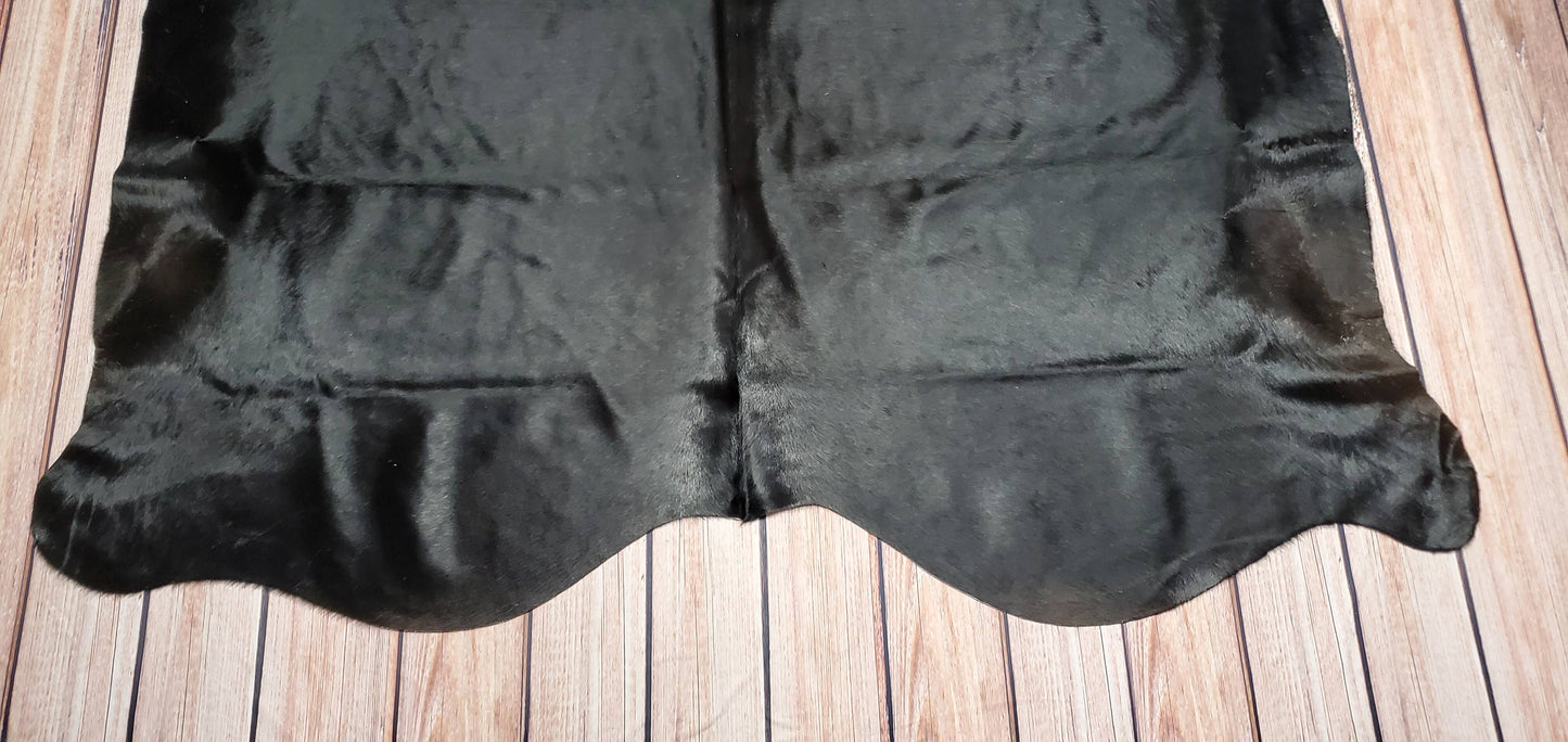 Black Cowhide Rug 84 X 77 Inches
