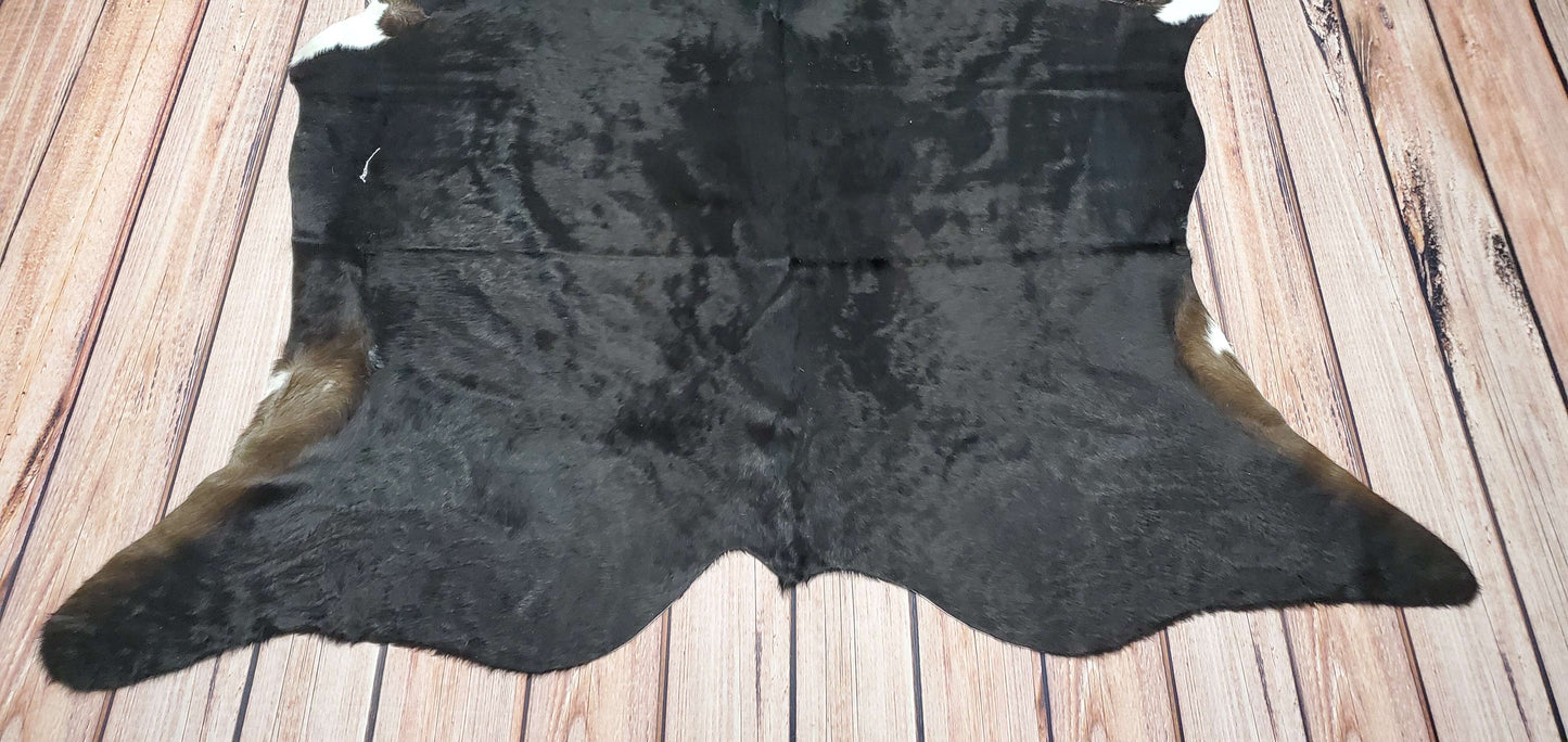 Small Black Cowhide Rug 6ft X 6ft