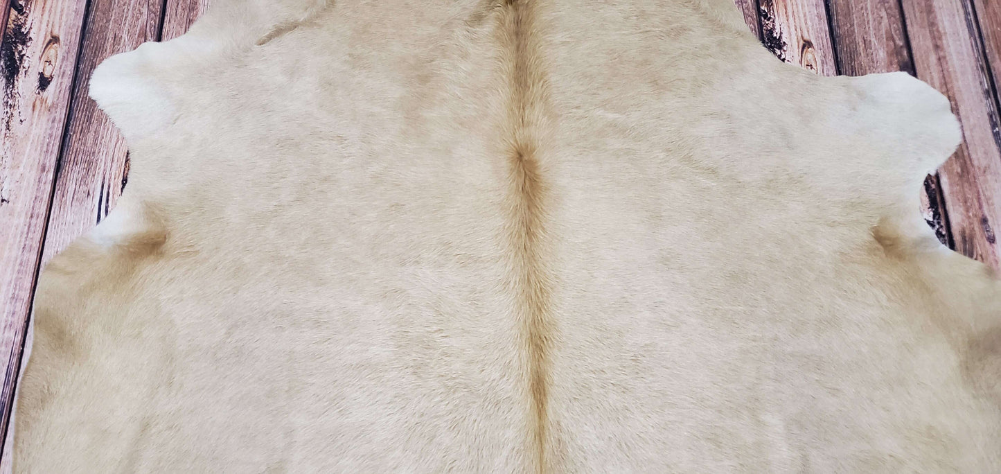 Light Beige Cowhide Rug 7.3ft x 6.1ft