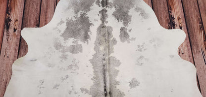 Grey And White Cowhide Rug 7.6ft x 6.25ft