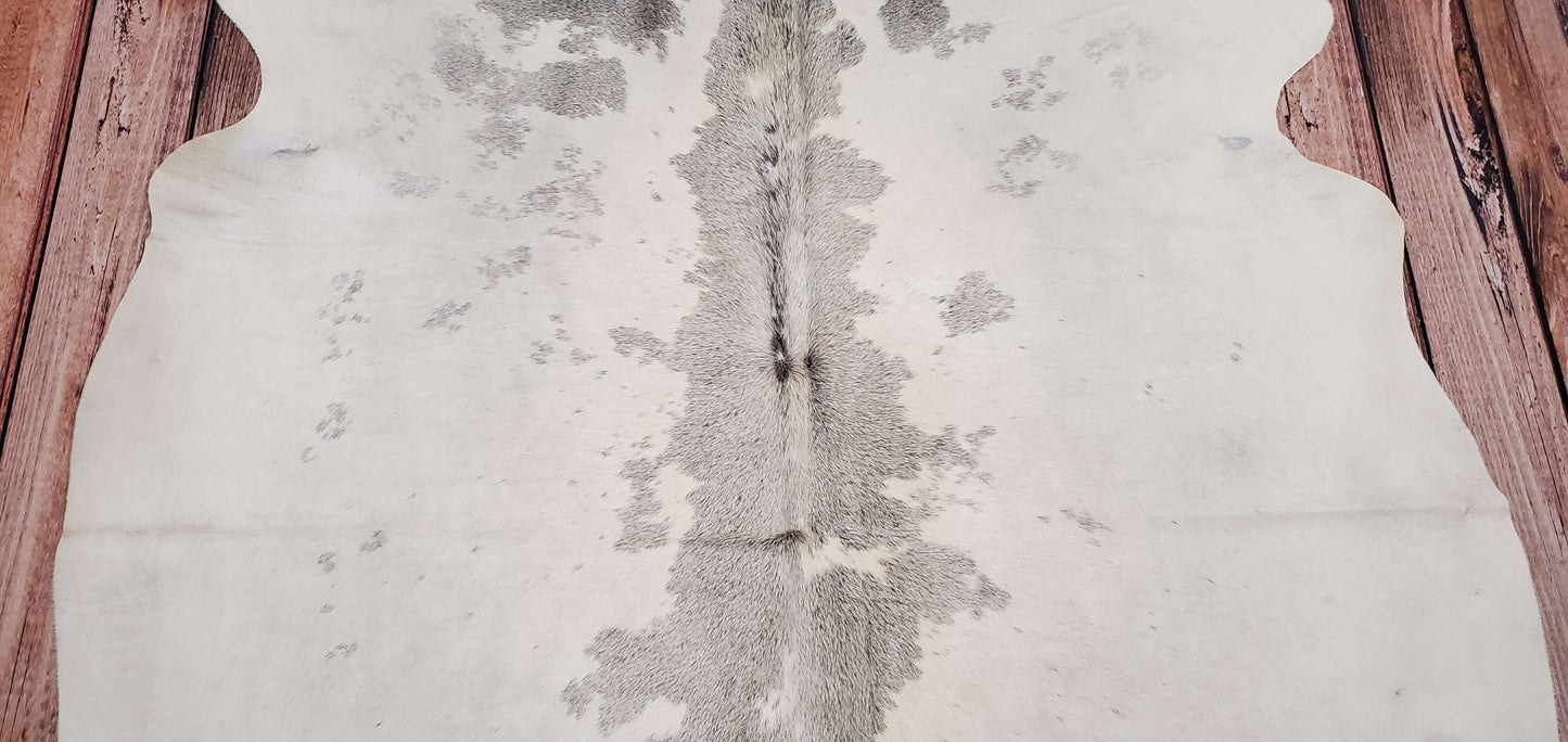 Grey And White Cowhide Rug 7.6ft x 6.25ft