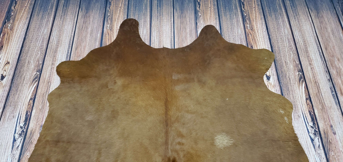 Extra Small Cowhide Rug Brown 5.4ft x 5.6ft