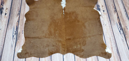 Extra Small Cowhide Rug Brown White 4.3ft x 4ft