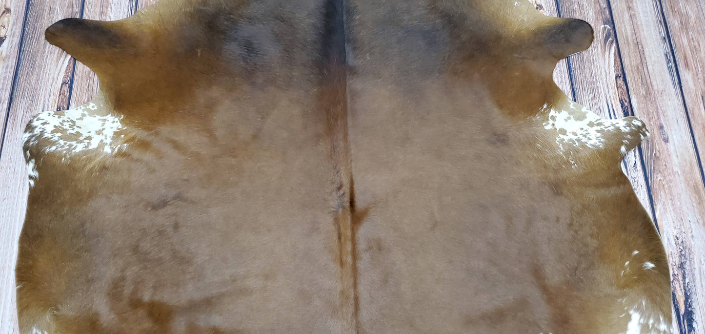 Natural Brown Mahogany Cowhide Rug 7ft x 6.5ft