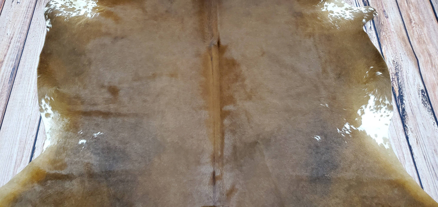 Natural Brown Mahogany Cowhide Rug 7ft x 6.5ft