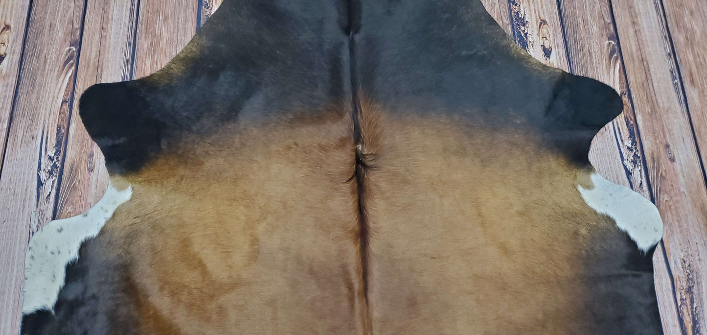 Brown Tricolor Cowhide Rug 7.2ft x 5.6ft