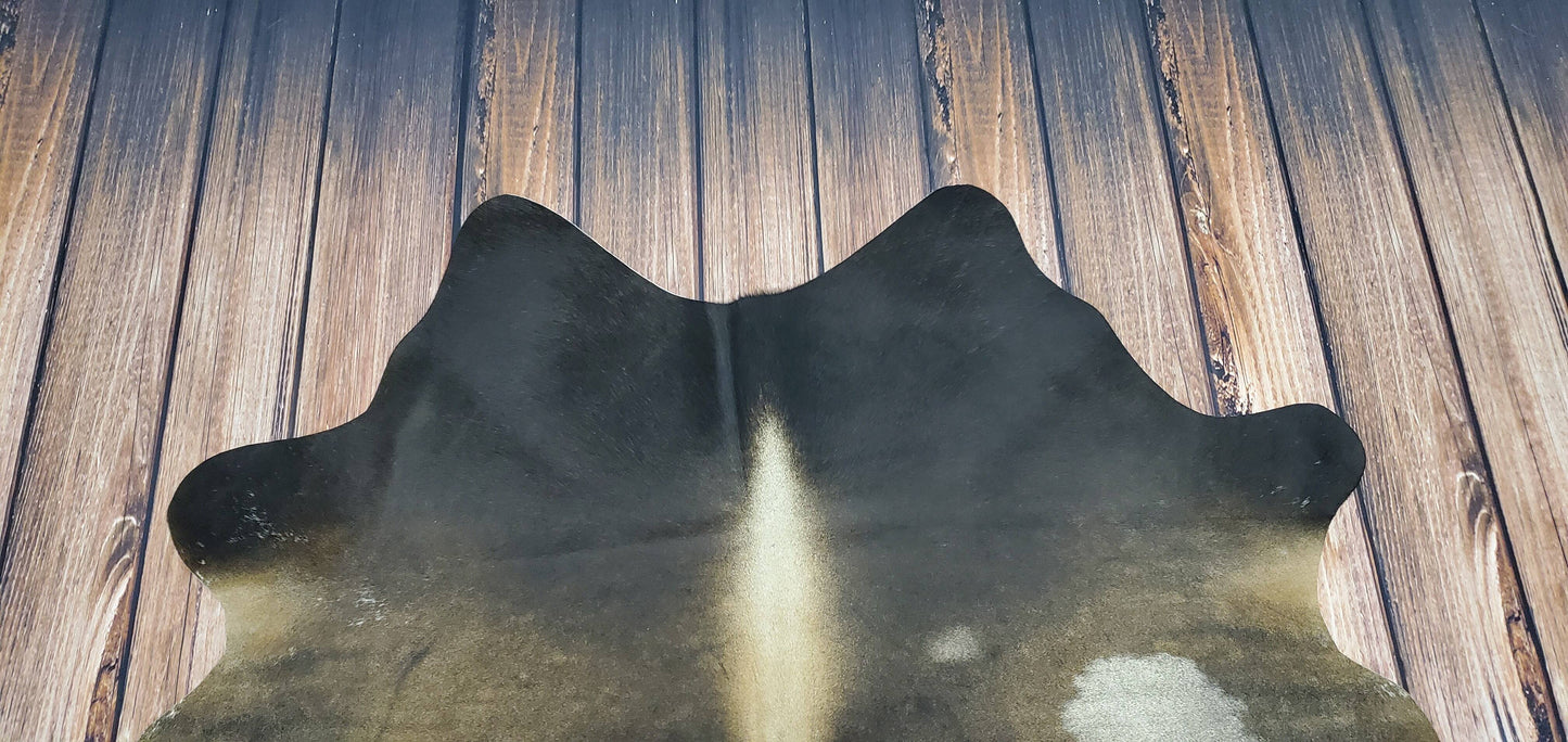 Natural Mini Black Brown Cowhide Rug 5.4ft x 5.6ft