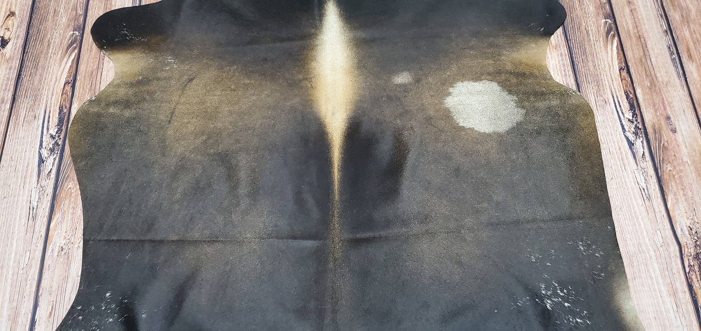 Natural Mini Black Brown Cowhide Rug 5.4ft x 5.6ft