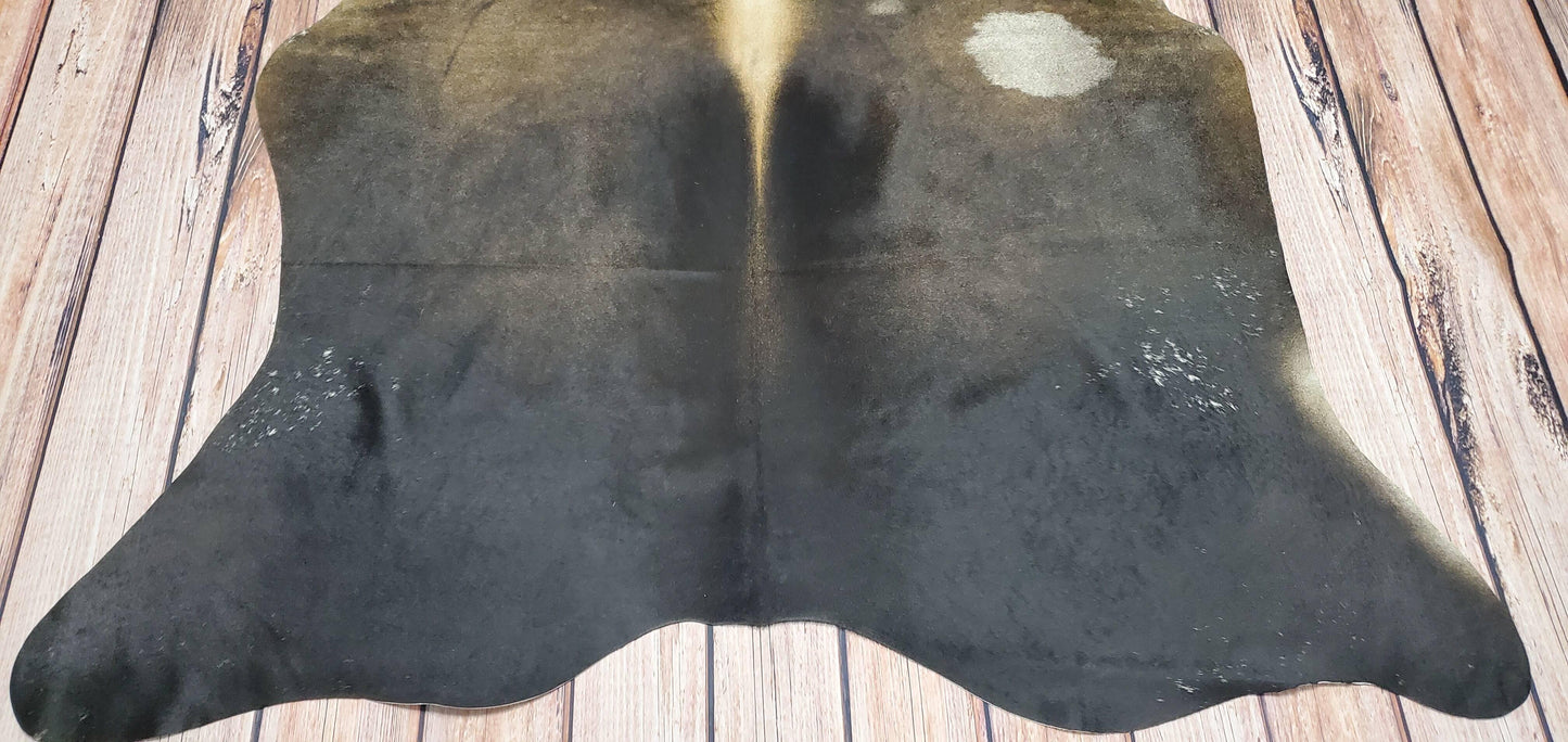 Natural Mini Black Brown Cowhide Rug 5.4ft x 5.6ft