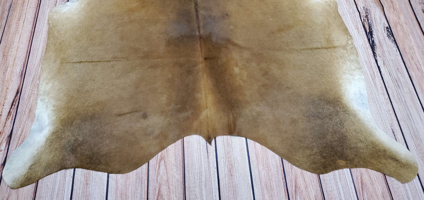 Natural Brown Tan Cowhide Rug 7ft x 6ft
