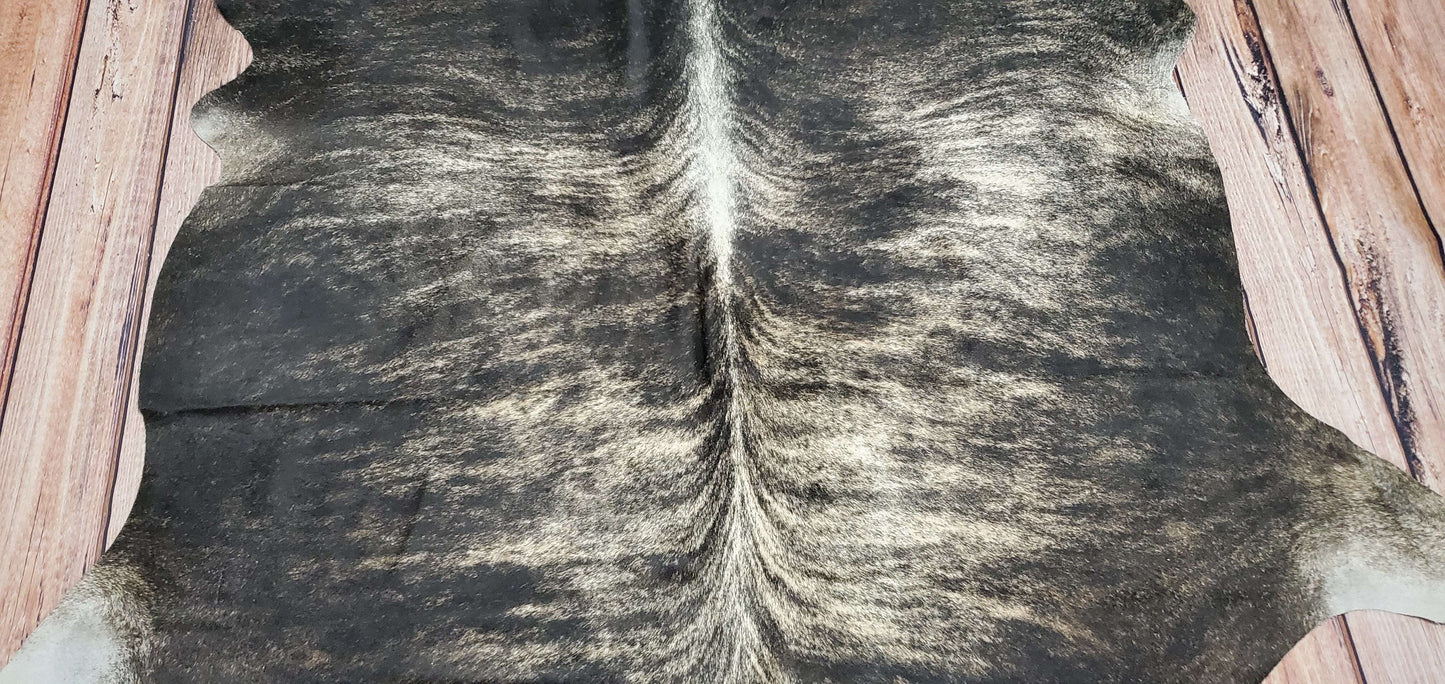 Natural Dark Brindle Cowhide Rug 7ft x 6.8ft