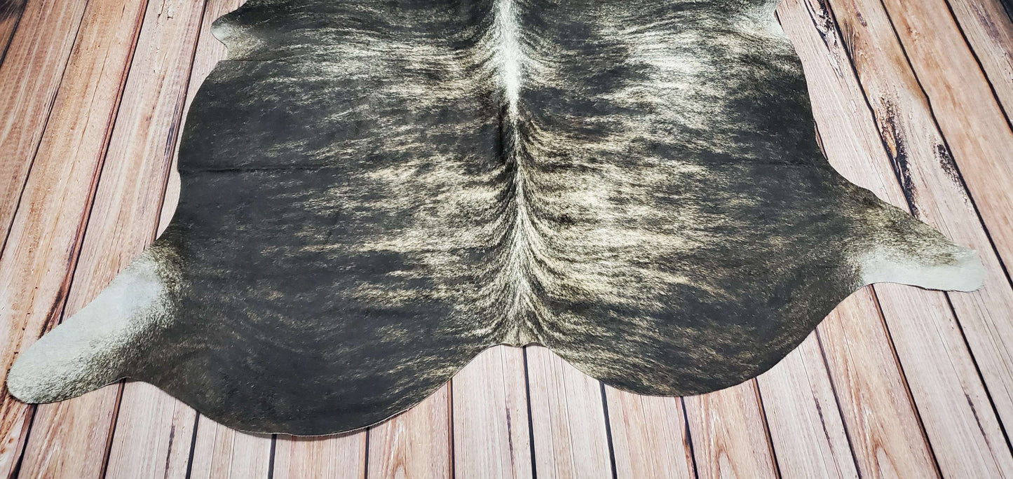 Natural Dark Brindle Cowhide Rug 7ft x 6.8ft