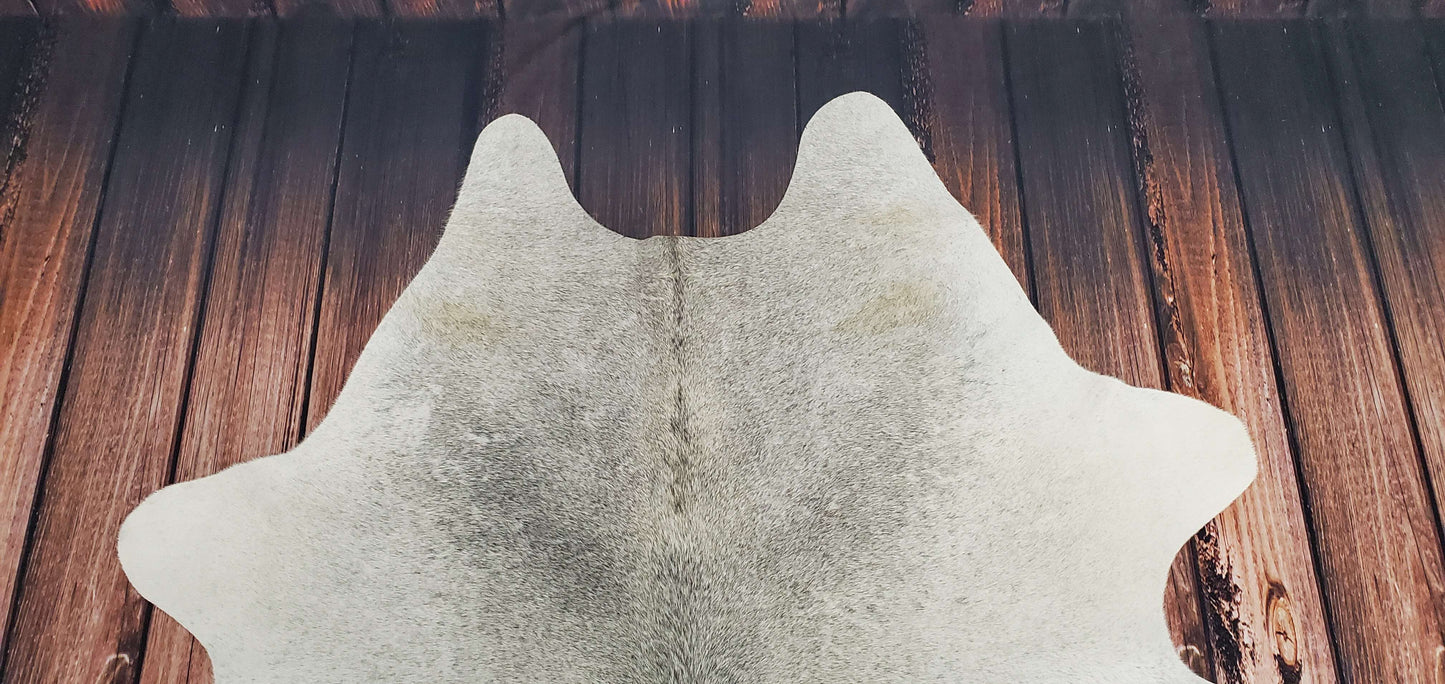Large Natural Grey Ivory Cowhide Rug 7ft x 6ft