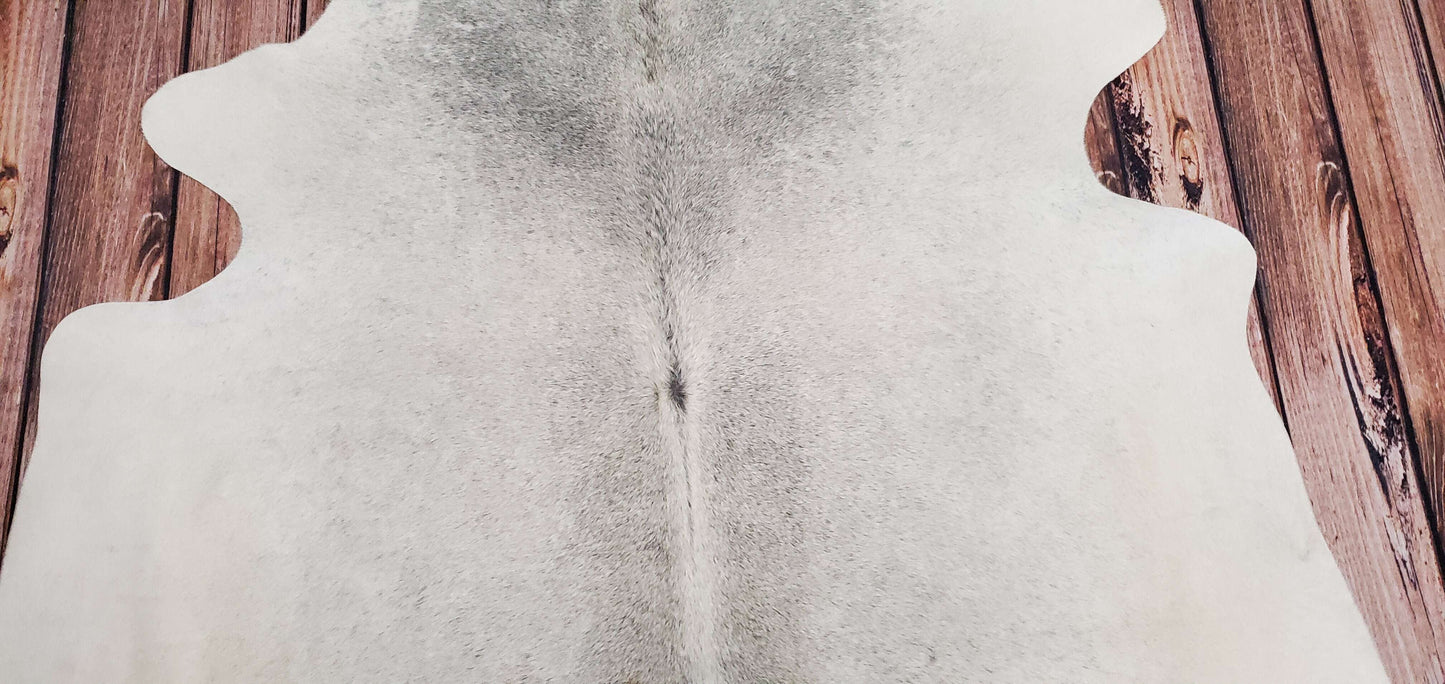 Large Natural Grey Ivory Cowhide Rug 7ft x 6ft