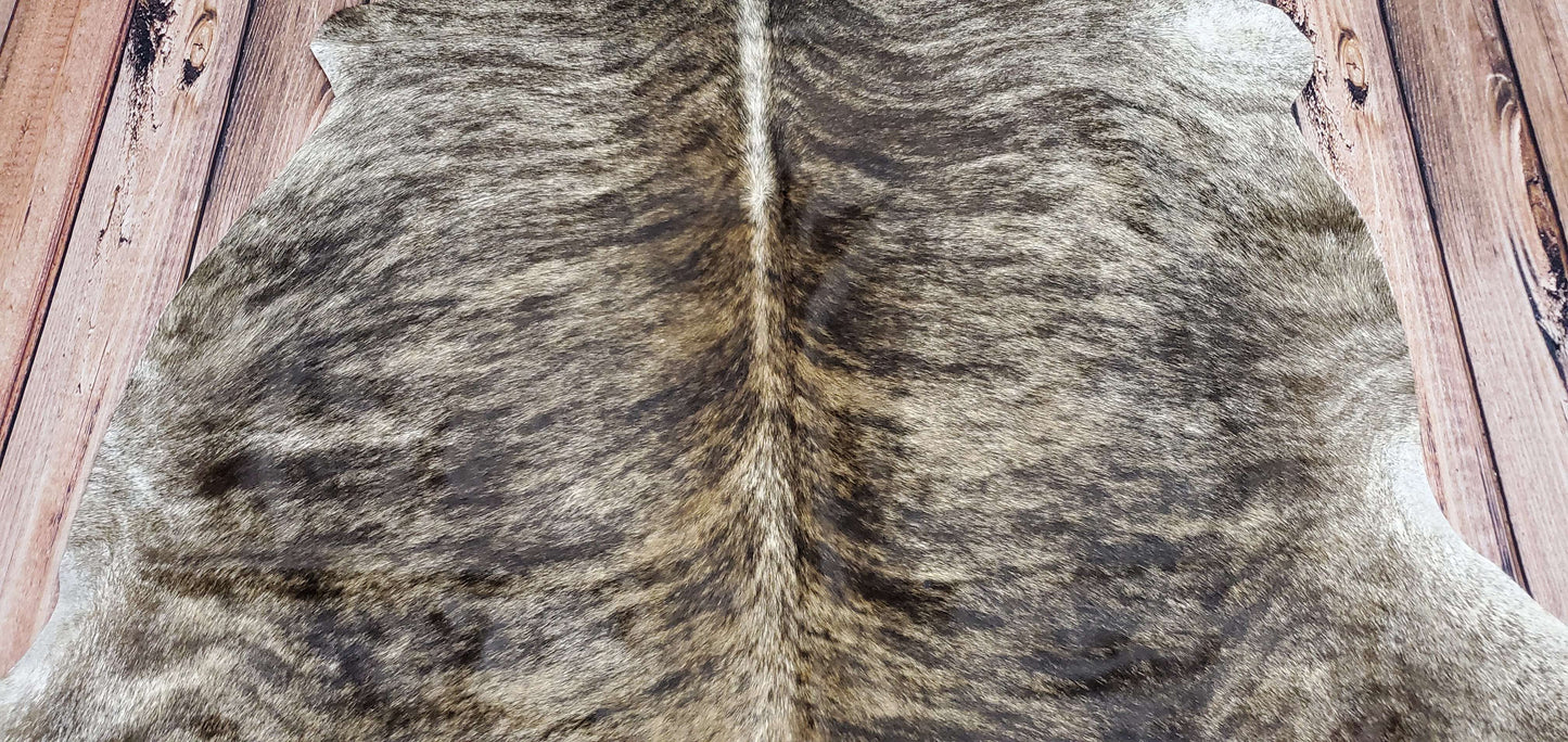 New Dark Grey Brindle Cowhide Rug 7.3ft x 7ft