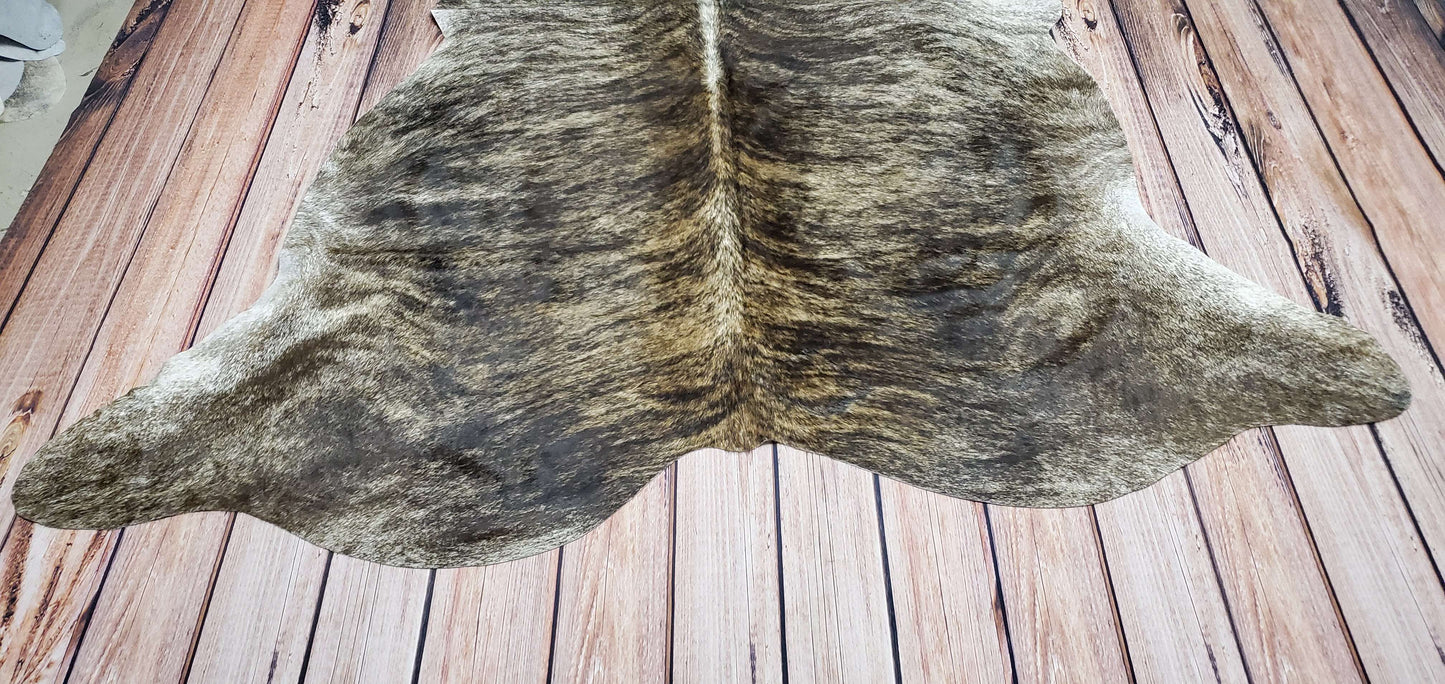 New Dark Grey Brindle Cowhide Rug 7.3ft x 7ft