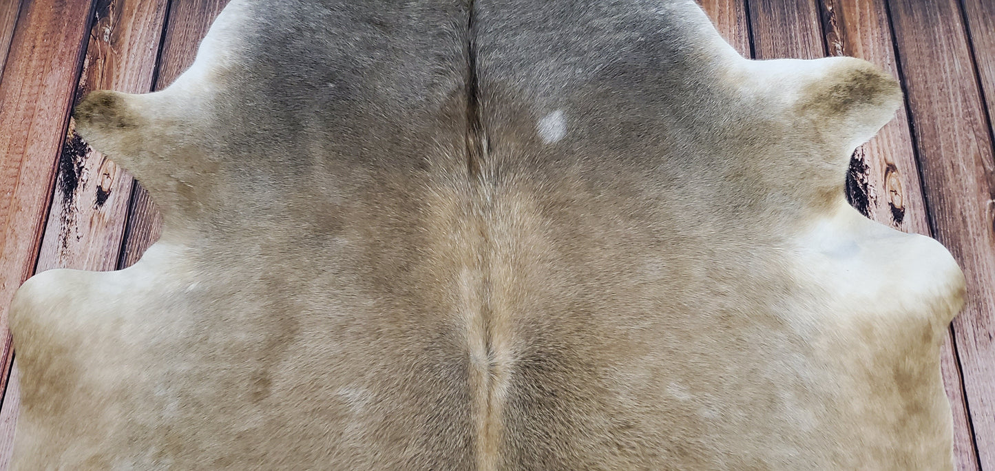 Beige Tan Cowhide Rug 7ft X 6ft