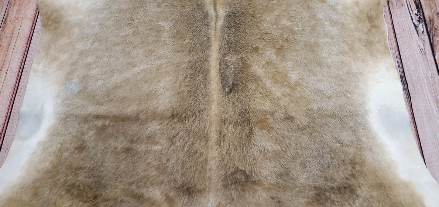 Beige Tan Cowhide Rug 7ft X 6ft