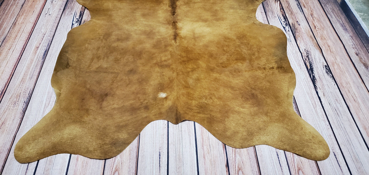 Small Medium Brown Cowhide Rug 6ft x 5ft